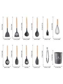 4/12 Pieces, Silicone Set, Heat-Resistant Silicone Kitchenware Set, Equipped With Spatula, Scraper, Oil Brush, Egg Beater, Food Clip, Strainer, Soup Spoon, Very Suitable For Cooking And Baking, Kitchen Small Tools. - Multicolor - View 2