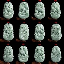 1 Natural Jade 12 Zodiac Necklace, A Variety Of Colors And Styles To Choose From, Ease Protection Necklace, Suitable For Women, High-Quality Natural Gem Necklace Pendant, Women, Men, Truly Handmade Reiki Crystal Quartz Jewelry, Give Her A Holiday Gift.