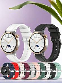 1 条纯色硅胶快拆表带兼容华为 Watch GT4（监控接口尺寸，18 毫米/22 毫米），也兼容三星、Garmin、小米和荣耀快拆表带。10 种不同颜色可供选择，采用轻巧舒适的硅胶材料制成，男女皆宜，专为运动、商务和休闲活动而设计。18 毫米尺寸兼容华为 Watch GT4 41mm/Garmin Venu 3S/Venu 2S/Garmin Forerunner 265S/255S/Garmin Vivomove 3s/Vivoactive 4s/Garminmove3S/Garmin Active S。22 毫米兼容华为 Watch GT4 46mm/Watch 4/Watch 4 Pro/WATCH Ultimate/Watch GT3 SE/Watch GT3 46MM/Watch3/Watch3 Pro 等。