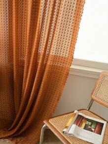 Bubaba 1pc Orange Lace Curtain, Bohemian Vintage Polyester Blackout Curtain, Suitable For Darkening Rooms In Living Room, Bedroom, Dining Room, Bathroom, Cafe, Holiday Decor, All Seasons