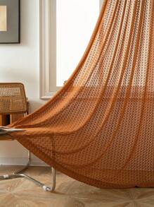 Bubaba 1pc Orange Lace Curtain, Bohemian Vintage Polyester Blackout Curtain, Suitable For Darkening Rooms In Living Room, Bedroom, Dining Room, Bathroom, Cafe, Holiday Decor, All Seasons