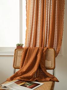Bubaba 1pc Orange Lace Curtain, Bohemian Vintage Polyester Blackout Curtain, Suitable For Darkening Rooms In Living Room, Bedroom, Dining Room, Bathroom, Cafe, Holiday Decor, All Seasons