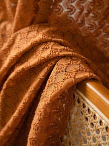 Bubaba 1pc Orange Lace Curtain, Bohemian Vintage Polyester Blackout Curtain, Suitable For Darkening Rooms In Living Room, Bedroom, Dining Room, Bathroom, Cafe, Holiday Decor, All Seasons
