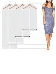 5入組/1入組衣物防塵袋，外套袋，家用套裝袋，收納袋，衣櫥衣物防塵套，衣架 - 白色 - 查看 5