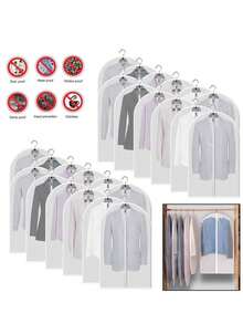 5入組/1入組衣物防塵袋，外套袋，家用套裝袋，收納袋，衣櫥衣物防塵套，衣架 - 白色 - 查看 4