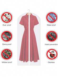 5入組/1入組衣物防塵袋，外套袋，家用套裝袋，收納袋，衣櫥衣物防塵套，衣架 - 白色 - 查看 9