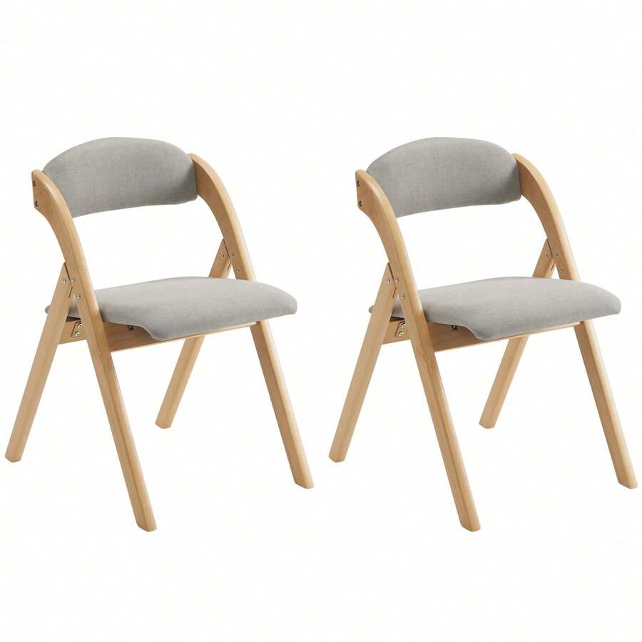 2 Pack Wooden Folding Chairs With Padded Seat And Back Modern Dining