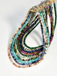 Collar de cadena de clavícula de estilo Y2K con piedra natural de aquamarina, joyería de collar de cuentas de topacio de 4 mm de colores, adecuado para uso diario y conjuntos