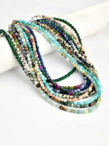 Collar de cadena de clavícula de estilo Y2K con piedra natural de aquamarina, joyería de collar de cuentas de topacio de 4 mm de colores, adecuado para uso diario y conjuntos