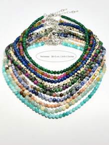Collar de cadena de clavícula de estilo Y2K con piedra natural de aquamarina, joyería de collar de cuentas de topacio de 4 mm de colores, adecuado para uso diario y conjuntos