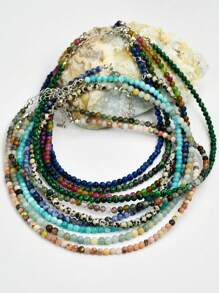 Collar de cadena de clavícula de estilo Y2K con piedra natural de aquamarina, joyería de collar de cuentas de topacio de 4 mm de colores, adecuado para uso diario y conjuntos