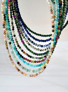 Collar de cadena de clavícula de estilo Y2K con piedra natural de aquamarina, joyería de collar de cuentas de topacio de 4 mm de colores, adecuado para uso diario y conjuntos