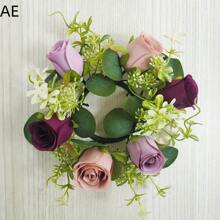 IPCS仿真大丽花烛台花环23厘米仿真花环桌面装饰婚礼摄影道具适用于活动派对、婚礼、节日装饰、情人节烛台花