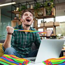 New Style Sensory Cube String Noodles Fidget Toy ,Calming Textured Stretchy Strings Toys For Kids -Fosters Creativity And Focus,Stress Relief Fidget Toys Pack Stretchy Strings For Adults Improve Concentration,Party Favors, Christmas Stocking Stuffers, Classroom Prizes And Easter Basket Stuffers(Round,Triangle,Square,Hexagon,Rhombus,Star) - Multicolor - View 8