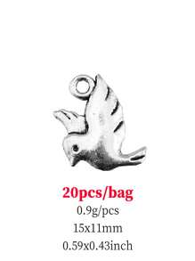 20pcs 15x11mm(0.59x0.43inch) Bird Charms For DIY Keychain, Necklace, Bracelet, Earring Jewelry Making