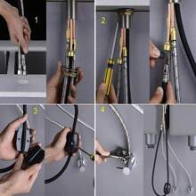Matte Black/Chromium Plating/Brushed Nickel/Brushed GoldKitchen Faucet With Pull Down Sprayer,Stainless Steel Single Handle Kitchen Faucet,Multiple Modes Switch Water, 8'' Deck Plate Included,Suitable For Farmhouse Laundry Rv Bar - Brushed Gold - View 10