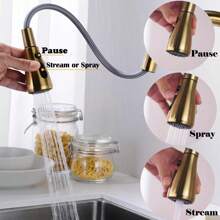 Matte Black/Chromium Plating/Brushed Nickel/Brushed GoldKitchen Faucet With Pull Down Sprayer,Stainless Steel Single Handle Kitchen Faucet,Multiple Modes Switch Water, 8'' Deck Plate Included,Suitable For Farmhouse Laundry Rv Bar - Brushed Gold - View 5