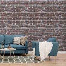 3D自粘牆貼復古紅黑磚貼碰撞電視牆防水壁紙家居裝飾藝術牆飾70*200cm - 紅色 - 查看 1