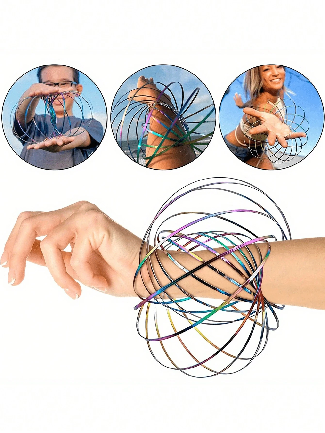 1 Đồ chơi cánh tay vòng xoay Flow Ring, Vòng tay đồ chơi vòng ma thuật Vòng tay lò xo động học, Vòng tay Kinetic Flow 3D Đồ chơi cánh tay Slinky Vòng quay huyền bí, Đạo cụ khiêu vũ tiệc mát mẻ tương tác đa giác quan (Một số bộ phận được gửi ngẫu nhiên) - Nhiều màu - Xem 1