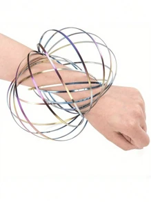 1 Đồ chơi cánh tay vòng xoay Flow Ring, Vòng tay đồ chơi vòng ma thuật Vòng tay lò xo động học, Vòng tay Kinetic Flow 3D Đồ chơi cánh tay Slinky Vòng quay huyền bí, Đạo cụ khiêu vũ tiệc mát mẻ tương tác đa giác quan (Một số bộ phận được gửi ngẫu nhiên) - Nhiều màu - Xem 6