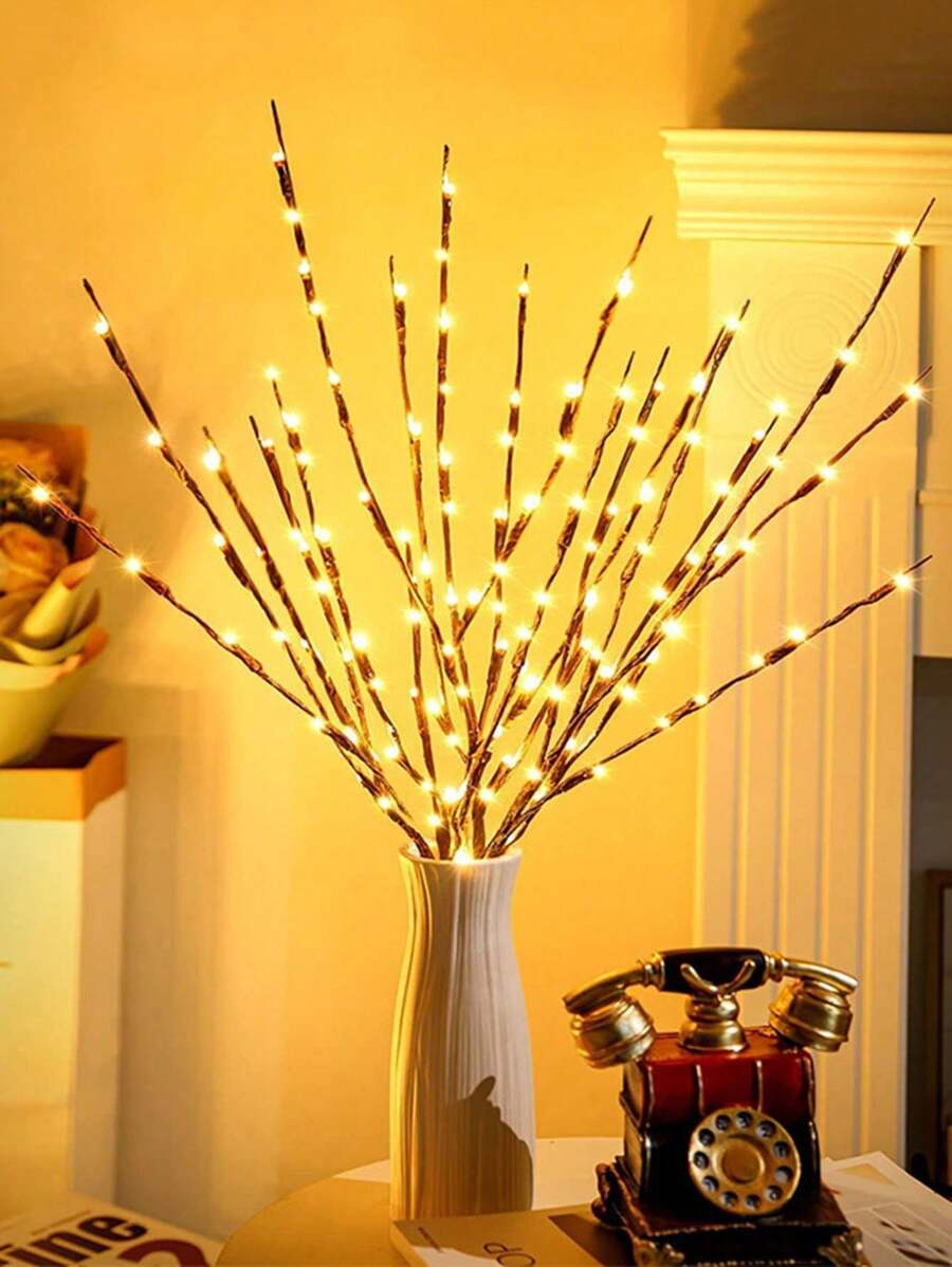 1pc Creative 20LED Artificial Simulation Tree Branch Light String, Indoor Room Desktop Decorative DIY Tree Shaped Night Light,Room Decor,Home Decor Light,Christmas Decorative Night Light