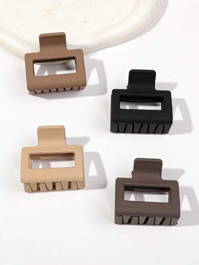 4pcs/Set Brown Matte Classic Square Hair Clips Casual Hair Claws Claw Clips Hair Jaw Clip Hair Clamps Hair Clutch Hair Catcher Clip, School Stuff, College Fall Winter Hair Accessories For Women For Vacation Outfits Woman