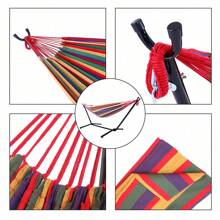 Portable Outdoor Polyester Hammock Set Red - Four Red Strip - View 9