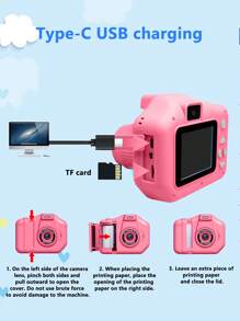 Instant Camera - Cartoon Style Digital Mini Camera, Selfie Camera - Pink - Pink - View 6