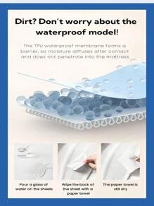 1pc Brushed Waterproof Bed Sheet, Anti-Leakage, Multi-Function, Small & Extra Large Sizes Suitable For Hotel, Dorm, Can Be Machine Washed - Little Whale - View 8