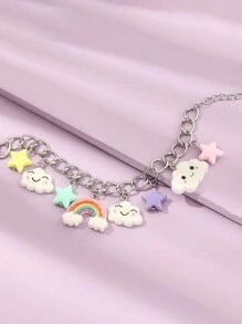 1 Vòng tay mặt dây chuyền hình đám mây cầu vồng và hình ngôi sao dễ thương cho bé gái - Nhiều màu - Xem 4