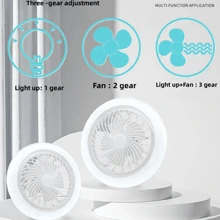 Ventilador de techo con luz LED, luz de techo E27 regulable con ventilador y control remoto, ventilador de luz blanca, adecuado para sala de estar, dormitorio, habitación infantil (30W)