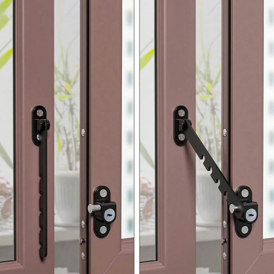 Window Safety Lock, Window Restrictor Fixing Device, Easy To Install And Adjustable, Suitable For Casement Windows, Bedrooms, Kitchens - Black - View 1