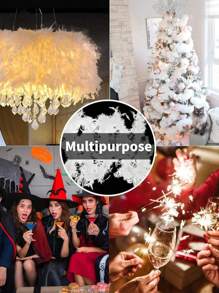 1 Khăn choàng lông vũ Boa Trang trí khăn quàng cổ tự làm, Phụ kiện trang phục dự tiệc, Đồ thủ công lông vũ đầy màu sắc cho lễ hội Trang trí sân khấu Biểu diễn các bữa tiệc - trắng - Xem 2