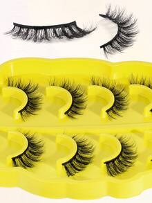 MAGEFY 5pairs/Set 3D Faux Mink Hair Fluffy False Eyelashes With Leaf-Shaped Tray, Natural Looking, Thick And Soft, Reusable, Individual Packaging, Makeup Tool For Beauty - Bulu mata Cris Cross - View 6