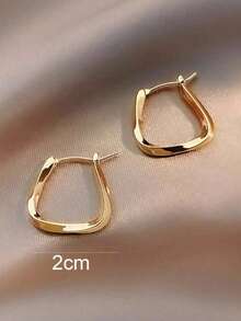 1 Pair Asymmetric Geometric Gold Earrings, Suitable For Women's Daily Wear, Work Accessories For Summer - Gold Irregular Geometric Shape Earrings - View 3