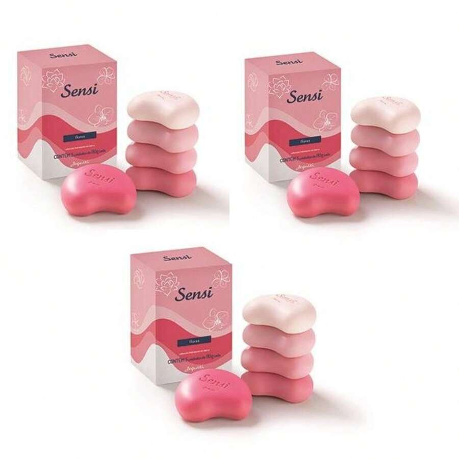 Kit 3 Boxes Of Jequiti Sensi Flores Moisturizing Bar Soaps 5x80g - Màu be - Xem 1