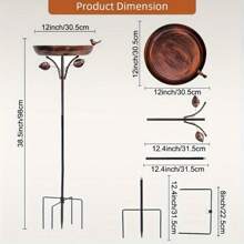 1 件花园金属鸟浴盆，12 英寸鸟浴盆，带 5 个底座，户外复古鸟浴盆，铸铁鸟浴盆，立式喂鸟器 - 彩色 - 查看 11