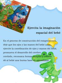 Rompecabezas de madera de 12 piezas, juego de rompecabezas con diseño de dibujos animados, rompecabezas para niños, rompecabezas educativo para niños - dinosaurio - Ver 10