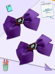 2Pcs 4.7 Inch Back To School Hair Bow For Girls Teenagers Girl Hair Bows With Clips For Festivals Party Girls Graduation Season Hairgrips For First Day Of School Classroom Girls Students - Purple - View 2