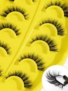 MAGEFY 5pairs/Set 3D Faux Mink Hair Fluffy False Eyelashes With Leaf-Shaped Tray, Natural Looking, Thick And Soft, Reusable, Individual Packaging, Makeup Tool For Beauty - Bulu mata Cris Cross - View 8