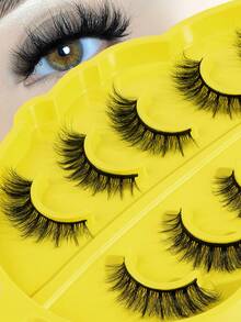MAGEFY 5pairs/Set 3D Faux Mink Hair Fluffy False Eyelashes With Leaf-Shaped Tray, Natural Looking, Thick And Soft, Reusable, Individual Packaging, Makeup Tool For Beauty - Bulu mata Cris Cross - View 7