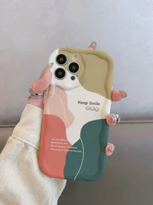 Funda protectora de teléfono de 1 pieza con elemento de eslogan lindo minimalista, patrón de hoja, a prueba de golpes, compatible con iPhone 11/12/13/13ProMax/14ProMax/15/15Pro/15Plus/15ProMax/16ProMax, resistente al agua, a los arañazos y a las caídas, regalo de primavera, fiesta de primavera - Multicolor - Ver 3