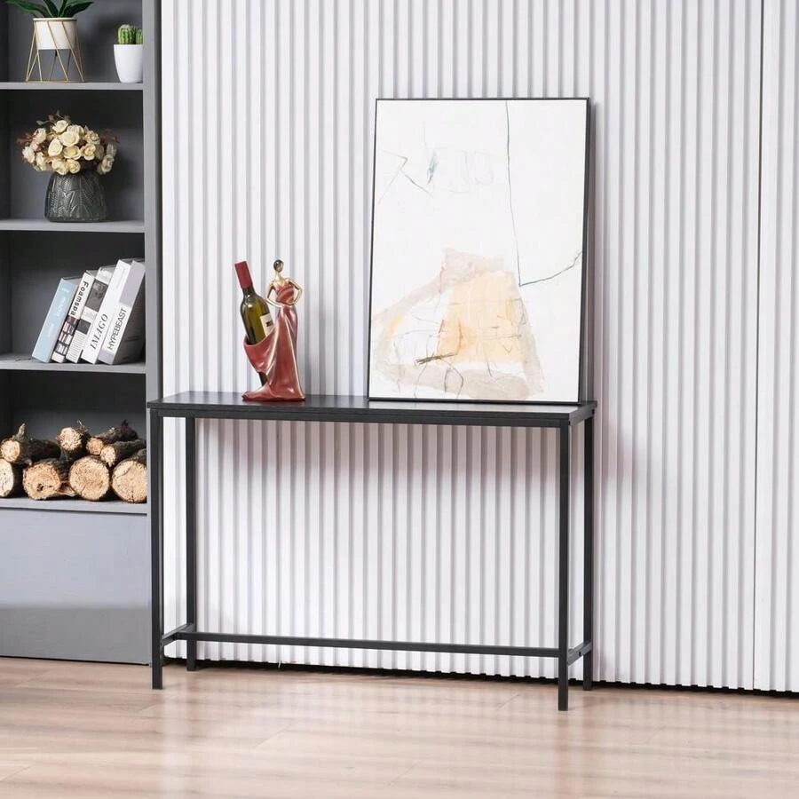 Industrial Style Porch Table Single Layer Black Oak Triamine Board [105 * 30 * 71cm] - 黑色 - 查看 1