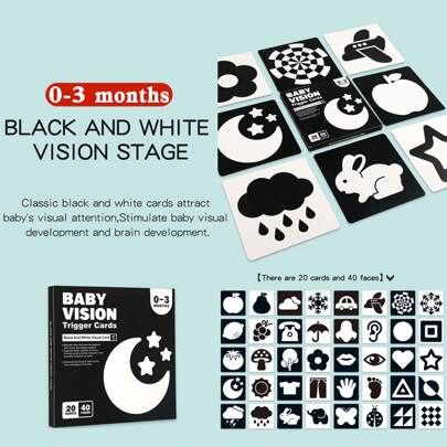 Black And White Cards Newborn Early Education Visual Stimulation Card 0-36 Months Baby Color Tracking Flash Card Puzzle Cognitive Card, For Christmas