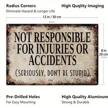 1pc Swimming Pool Safety Sign - Not Responsible For Injuries Or Accidents - Vintage  Sign 8x12 Inches\30x20cm - multicolor - View 2