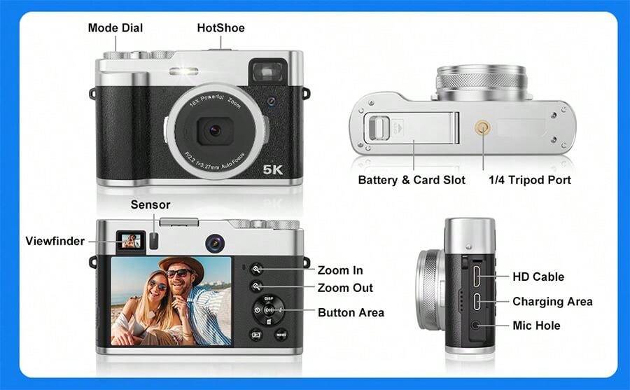 Appareil Photo Numérique 48MP Pour Enfants - Parfait Pour Débutants Et Voyages En Famille