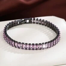 1 件简约时尚方晶锆石镶嵌方形镀金网球手链 - 手鍊 - 查看 3