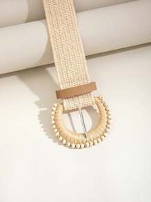 1入女性波西米亞風格編織腰帶 - 米色 - 查看 3