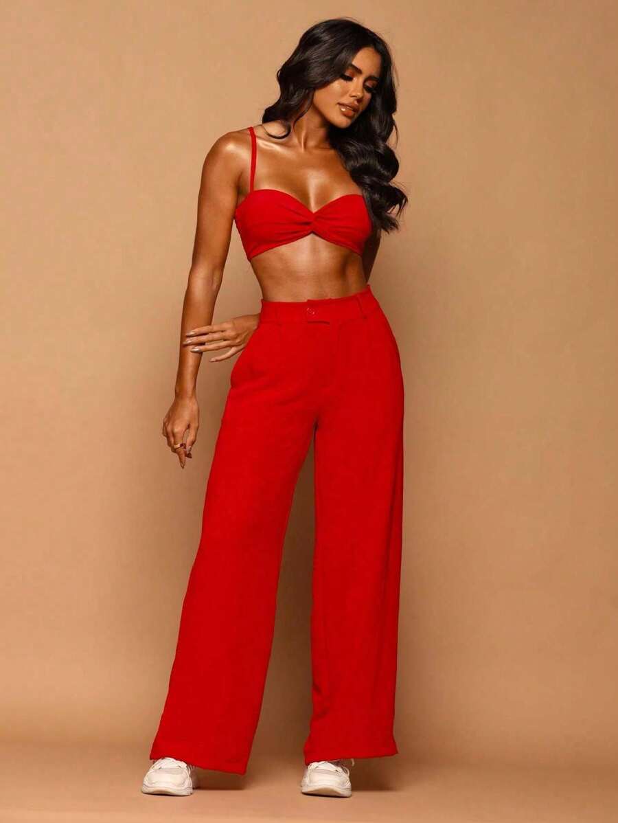 Women Sweater Co-Ords - Đỏ - Xem 1