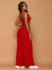 Women Sweater Co-Ords - 紅色 - 查看 3